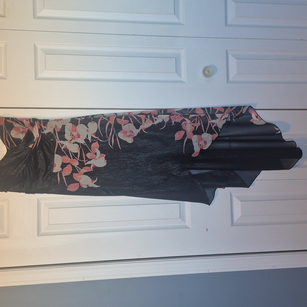 Le Chateau Black Dress with Pink Floral Pattern